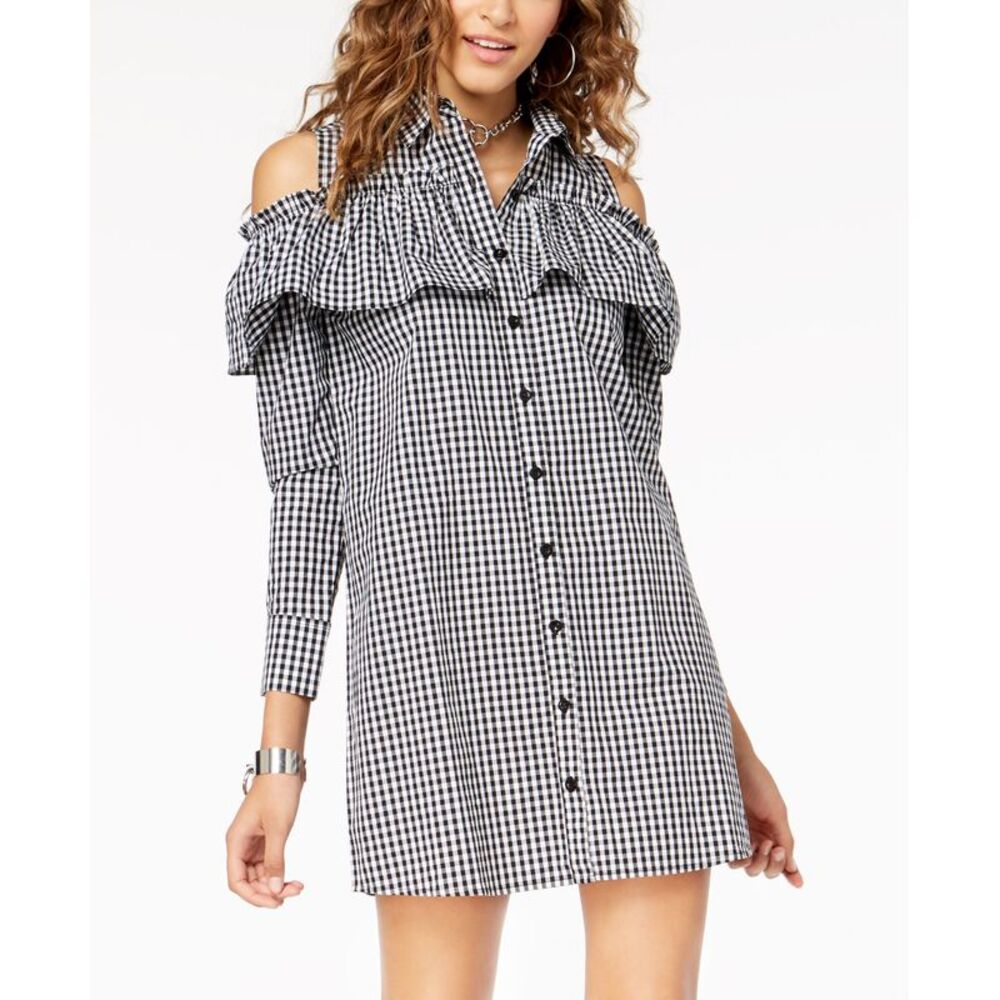The Edit By Seventeen Juniors Cotton Cold Shoulder Shirtdress